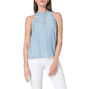 Superdry Tencel mouwloos shirt voor dames, Light/Mid Wash, M