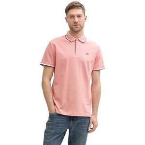 TOM TAILOR Poloshirt voor heren, 37456 - Hazy Coral White Fine Stripe, XL
