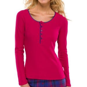 Uncover by Schiesser Henley L/Sleeves Dames-slaapjas