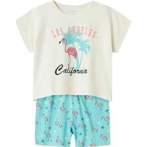 NAME IT Meisjes Nkfnightset Cap Pool Blue Flamingo Noos pyjama, pool blue, 110/116 cm