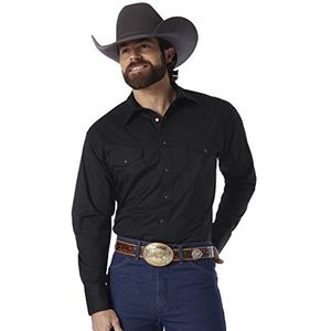 Wrangler Heren Sport Western Basic Two Pocket Lange Mouw Snap Shirt, Zwart, XL tall