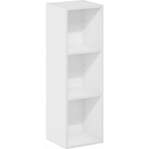 Furinno Fulda 3-laags ruimtebesparende opbergplank, boekenkast, 25 cm breed, wit