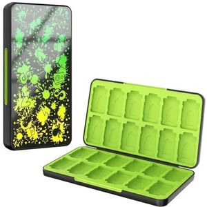 MoKo 24 Game Card Case Compatible with Nintendo Switch OLED Model/Switch/Switch Lite, Switch Game Holder Case for 24 Switch Game Card & 24 SD Card, Slim & Portable Game Card Storage Box, Green Yellow