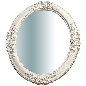 Biscottini Ronde badkamerspiegel 41 x 3 x 51,5 cm | Shabby Chic wandspiegel wit | ovale spiegel voor badkamer, entree en slaapkamer