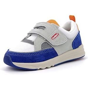 Kickers Kikustom Sneakers voor kinderen, uniseks, Blanc Bleu Oranje, 32 EU