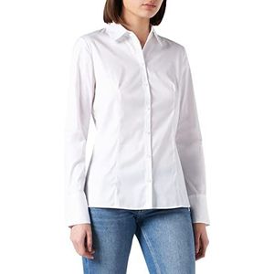 HUGO Dames The Fitted Shirt Slim-Fit Blouse van gemakkelijk te strijken Popeline, wit (White100), 40