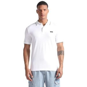 Calvin Klein Stretch Pique Tipping Polo voor heren, S/S, Helder Wit, S