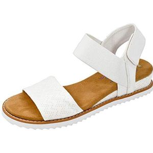 Skechers Desert Kiss-Stretch platte damessandaal. Sandaal met enkelbandje, Wit, 8 Wide