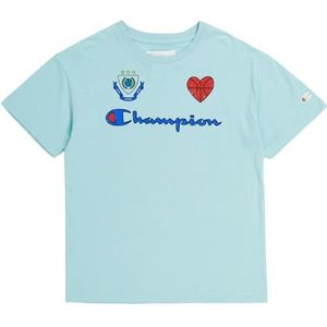 Champion Rochester 1919 Eco Future B - Circular Recycled Cotton Graphic S/L T-shirt, pastelblauw, 9-10 jaar kinderen en jongens SS24, pastelblauw