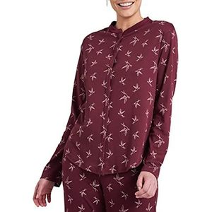 Schiesser Dames slaapshirt lange mouwen pyjama-bovendeel, bordeaux, 42
