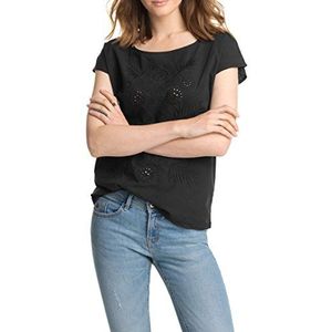 EDC by Esprit Vrouwen geweven gebreide Emb T-shirt met korte mouwen, Zwart, XL