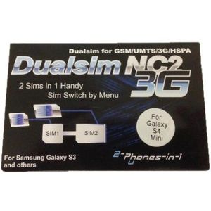 2-phones-in-1 2in1-nc2s4m NC2 Dual Sim Adapter voor Samsung Galaxy S4 Mini