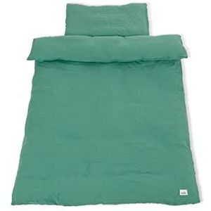 Muslin duvet cover set for cot beds, green, 2 parts