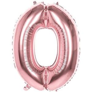Boland 22040 - folieballon getal '0' grootte 86 cm, roségoud, cijferballon, nummer, ballon, lucht, verjaardag, jubileum, jubileum, jubileum, levensjaar, verrassingsfeest, kinderverjaardag, decoratie