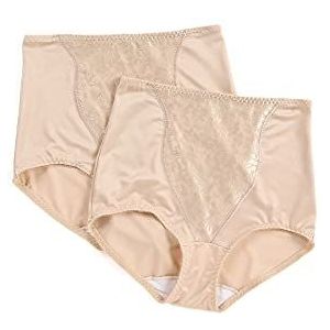 Bali DFX372 Dames shapewear, dubbele ondersteuning, lichte controle, slip met kant fajas, verpakking met 2 stuks, XX-Large Plus