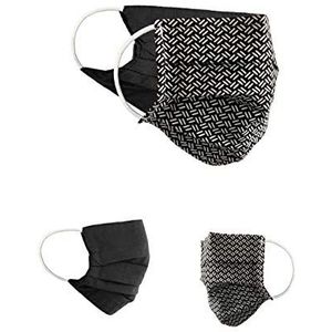 BaF Community-maskers Set van 2 stuks Unisex geïmproviseerd masker Omkeerbaar mondbeschermingsmasker Mond- en neusbescherming Omkeerbaar masker met motief katoen BCI Wasbaar