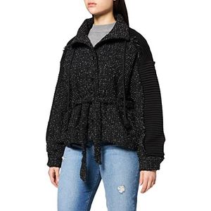 IPEKYOL Dames Belted Fabric-Blend Coat Jacket Jacket, zwart, 36
