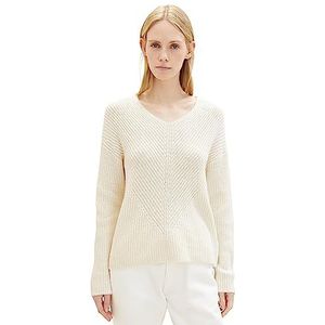 TOM TAILOR Basic damestrui met V-hals, 10354-soft beige solide, XL