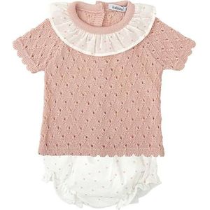 BABIDU Set voor meisjes met opengewerkte gebreide split en T-shirt met korte mouwen, groen, 3 maanden, uniseks baby, Groen, 3 Maanden