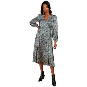 Little Mistress Dames groene print Midaxi casual avondje uit jurk, Meerkleurig, 44