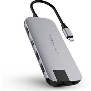 Hyper HD247B-gray Hyperdrive Slim 8-in-1 hub voor MacBook en USB-C apparaten, grijs