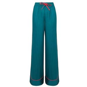 Joe Browns Klassieke pyjamabroek voor dames, van satijn, met brede pijpen en verticale strepen, blauwgroen, 34