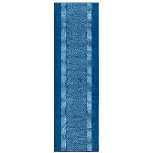 Hanse Home Tapijtloper band 80 x 350 cm - tapijtloper zacht laagpolig tapijt, modern design, loper voor hal, slaapkamer, kinderkamer, badkamer, woonkamer, keuken, decoratiefant, jeans, blauw