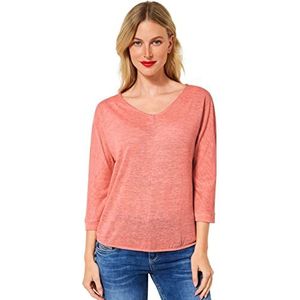 Street One Dames T-shirt V-hals, Sunset Coral Melange, 40