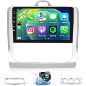 [8 Core 2G + 64G] CAMECHO Android 13 autoradio voor Ford Focus Mk2/Mk3 Exi MT 2 3 (2004-2011) met Navi Carplay Android Auto,radio 2 Din 9"" scherm met DSP RDS Bluetooth Mirror Link + camera achteraan