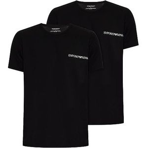 Emporio Armani Heren T-shirt (verpakking van 2), zwart/zwart, XL