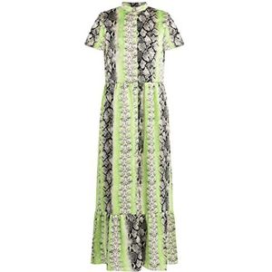 IZIA Dames maxi-jurk met slangenprint jurk, groen meerkleurig, XS, Groen meerkleurig, XS