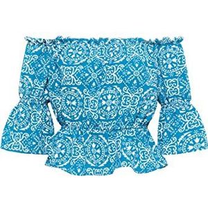 jopida dames carmenblouse, blauw-wit, XS