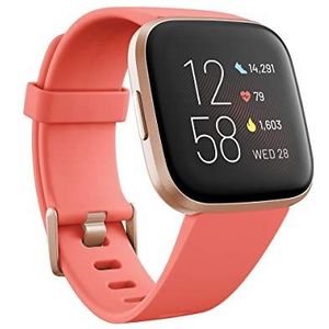 Fitbit Versa 2 Health & Fitness Smartwatch met spraakbediening, slaapscore en muziek, één maat, bloesem