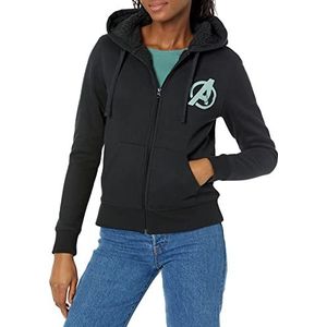 Amazon Essentials Disney | Marvel | Star Wars | Princess Dames Capuchontrui, fleece, sherpavoering, volledige ritssluiting, Avengers-logo, L