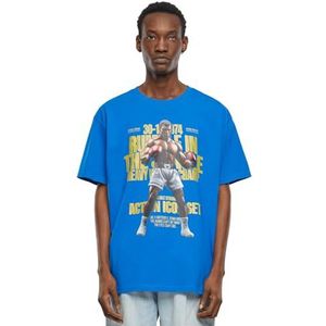 Mister Tee Upscale Rumble Heavy Oversize T-shirt voor heren, met print, oversized fit, streetwear, cobalt blue, 4XL