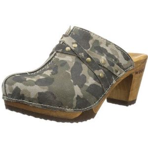 Woody dames helen slippers, meerkleurig camouflage groen, 41 EU