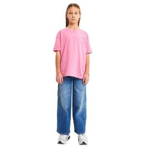 LTB Jeans Meisjes T-Shirt Lanede Pull-On T-shirt met LTB print korte mouwen boothals 100% katoen in roze - maat 128cm, Morning Glory 2524, 128 cm