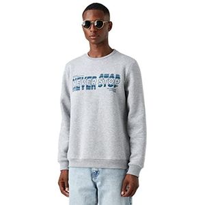 Koton Sweatshirt met ronde hals en print voor heren, grijs (031), XL