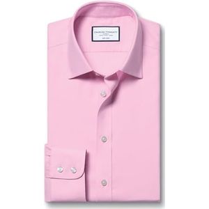 Charles Tyrwhitt Overhemden voor Heren - Roze Strijkvrij met 100% Katoen Twill