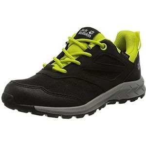 Jack Wolfskin Woodland Texapore Low K Wandelschoen voor kinderen, uniseks, zwart limoen, 30 EU