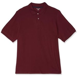 Amazon Essentials Men's Poloshirt van piqué-katoen met normale pasvorm (verkrijgbaar in grote en lange maten), Bordeauxrood, M