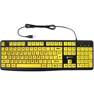 Geemarc Bedraad Nederlands Toetsenbord met Grote Zwarte Letters OP Brede Gele Toetsen - Hoog Contrast voor Slechtzienden - Compatibel met Windows - QWERTY-NL