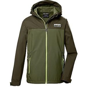 killtec jonge Softshelljas/outdoorjas met capuchon KOS 344 BYS SFTSHLL JCKT, dark olive, 176, 41540-000