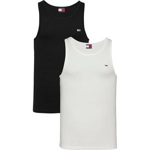 Tommy Jeans Heren TJM XSLIM 2PCK RIB TANK EXT Overige T-shirts, Multi, XXL, Multi (Ecru/Zwart), XXL