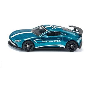 siku 1577, Aston Martin Vantage GT4, speelgoedauto, metaal/kunststof, blauw, metallic lak, enorme achtervleugel, sportieve velgen, gedetailleerd ontwerp