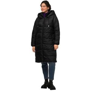 Ulla Popken Dames grote maten grote maten plus size gewatteerde jas, lange zijdelingse ritssluitingen, opstaande kraag 812304, zwart, 50-52 grote maten