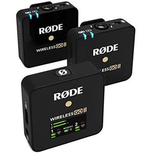 RØDE Wireless GO II Ultra-compact Dual-channel Draadloos Microfoonsysteem met Ingebouwde Microfoons, On-board Opname en 200m Bereik voor Filmproductie, Interviews en Content Creatie