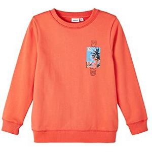 NAME IT Boy's NKMFALBERT LS Sweat UNB sweatshirt, koraal, 122/128, koraalrood, 122/128 cm
