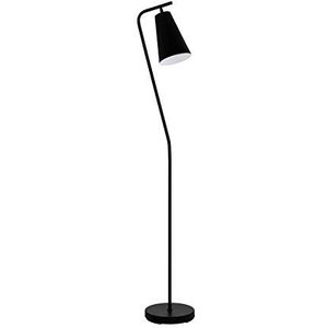EGLO Staande lamp Rekalde, 1-vlammige staande lamp, vintage, industrieel, modern, stalamp van staal, woonkamerlamp in zwart, wit, lamp met voetschakel