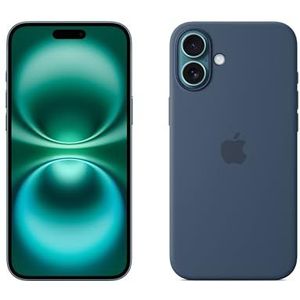 Apple iPhone 16 Plus (256 GB) - Blauwgroen + Siliconenhoesje met MagSafe - Denim